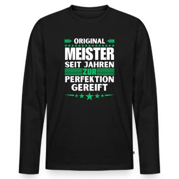 Zur Perfektion gereifter Meister - Männer Premium Bio Langarmshirt - Schwarz - Vorne - Nico (187cm)