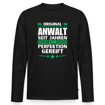 Lawyer matured to perfection - Men's Premium Organic Long Sleeve Shirt - black - Front - Nico (187cm)