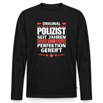 Policier mûri à la perfection - T-shirt manches longues Premium bio Homme - noir - Devant - Nico (187cm)