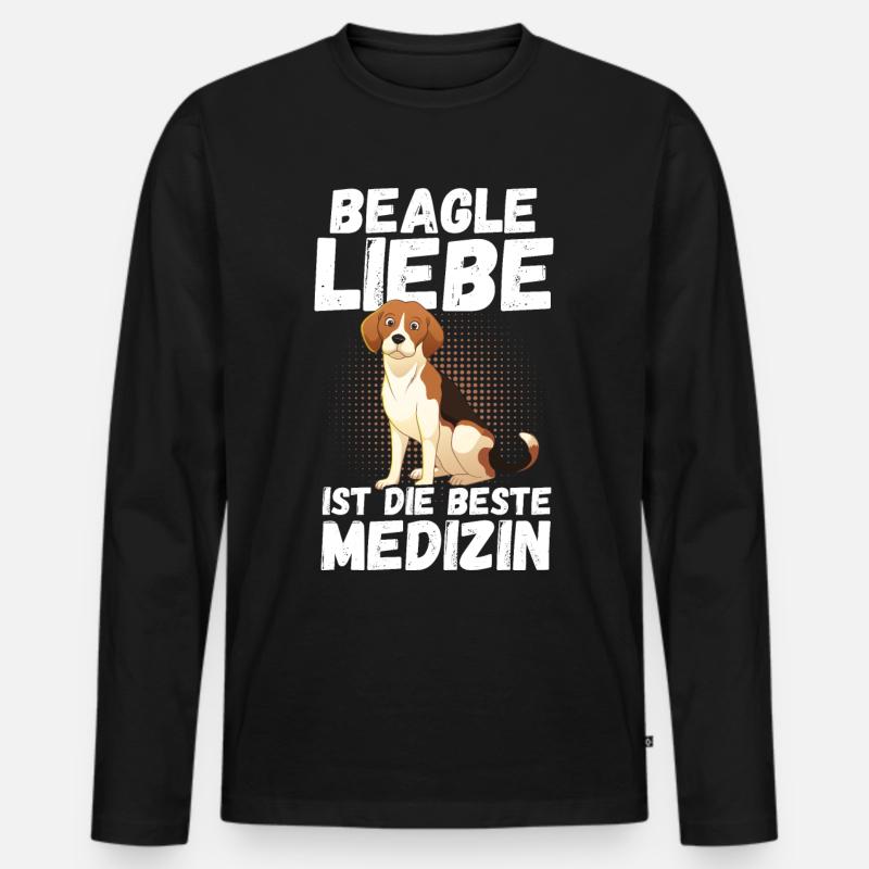 Hund Beagle - Männer Premium Bio Langarmshirt - Schwarz