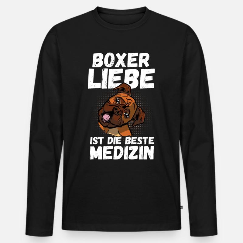 Hund Deutscher Boxer - Männer Premium Bio Langarmshirt - Schwarz