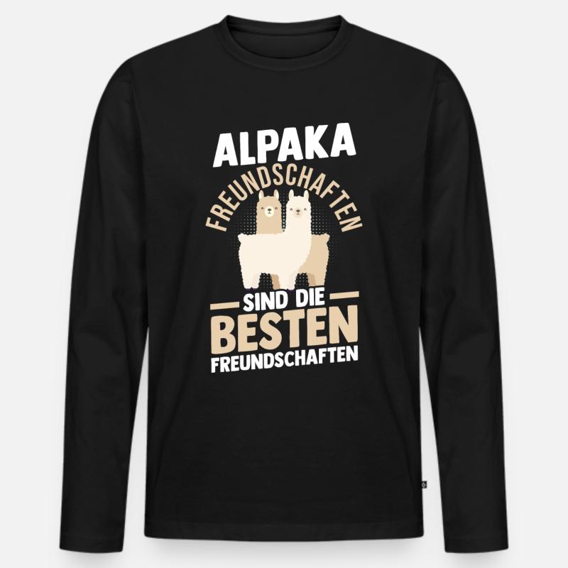 Alpaka - Männer Premium Bio Langarmshirt - Schwarz