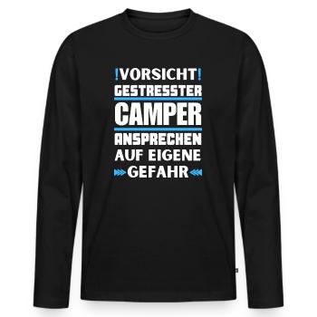 Ne parlez pas aux campeurs stressés ! - T-shirt manches longues Premium bio Homme - noir - Devant - Nico (187cm)
