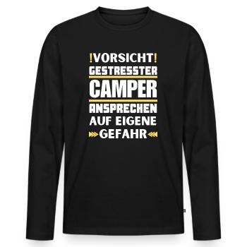 Ne parlez pas aux campeurs stressés ! - T-shirt manches longues Premium bio Homme - noir - Devant - Nico (187cm)