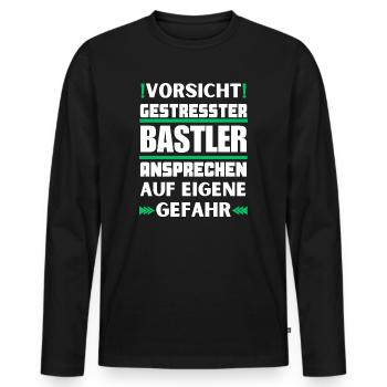 Don't talk to stressed hobbyists! - Men's Premium Organic Long Sleeve Shirt - black - Front - Nico (187cm)