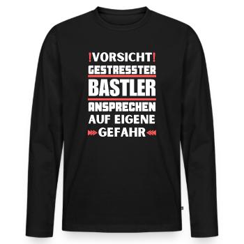 Ne parlez pas à des amateurs stressés ! - T-shirt manches longues Premium bio Homme - noir - Devant - Nico (187cm)