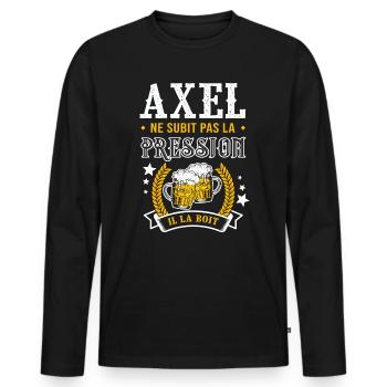 Axel bière axel cadeau Axel fêtes - T-shirt manches longues Premium bio Homme - noir - Devant - Nico (187cm)
