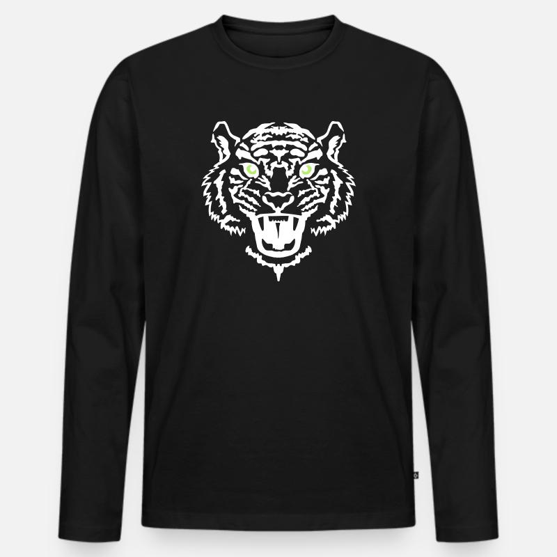 Tiger - Männer Premium Bio Langarmshirt - Schwarz