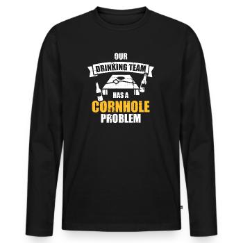 Cornhole - T-shirt manches longues Premium bio Homme - noir - Devant - Nico (187cm)