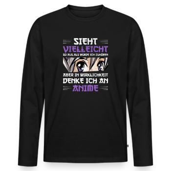 Anime Manga Otaku - Männer Premium Bio Langarmshirt - Schwarz - Vorne - Nico (187cm)