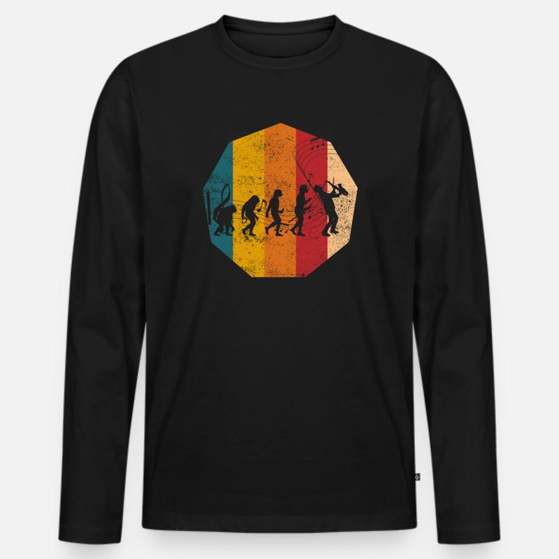 Evolution Saxophonist Saxophon - Men's Premium Organic Long Sleeve Shirt - black