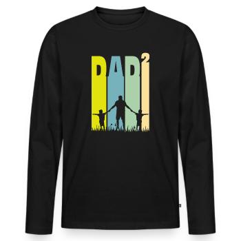 Father of two children Dad - Men's Premium Organic Long Sleeve Shirt - black - Front - Nico (187cm)