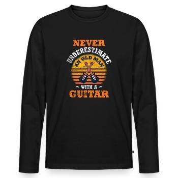 Guitariste Papa - T-shirt manches longues Premium bio Homme - noir - Devant - Nico (187cm)