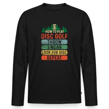 Disc Golf - T-shirt manches longues Premium bio Homme - noir - Devant - Nico (187cm)