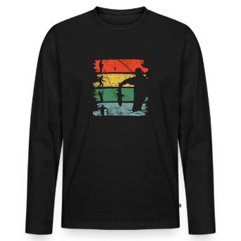 Fishing Angler Fishing Fishing - Men's Premium Organic Long Sleeve Shirt - black - Front - Nico (187cm)