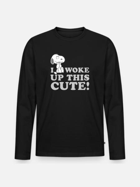 Jordnødder Snoopy Jeg vågnede op denne søde sjove ordsprog - Premium økologisk langærmet T-shirt til mænd - sort