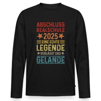 Abschluss Realschule 2025 Legende verlässt Gelände - Männer Premium Bio Langarmshirt - Schwarz - Vorne - Nico (187cm)