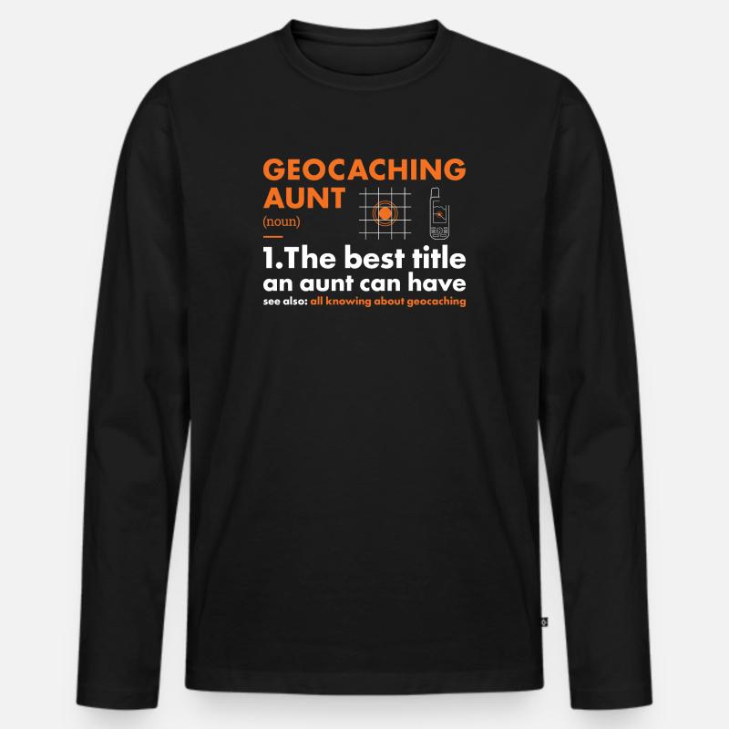 Geocacher Aunt Definition Geocaching - Männer Premium Bio Langarmshirt - Schwarz