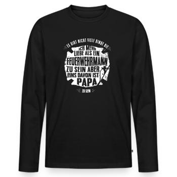Feuerwehr Papa Tshirt - Männer Premium Bio Langarmshirt - Schwarz - Vorne - Nico (187cm)