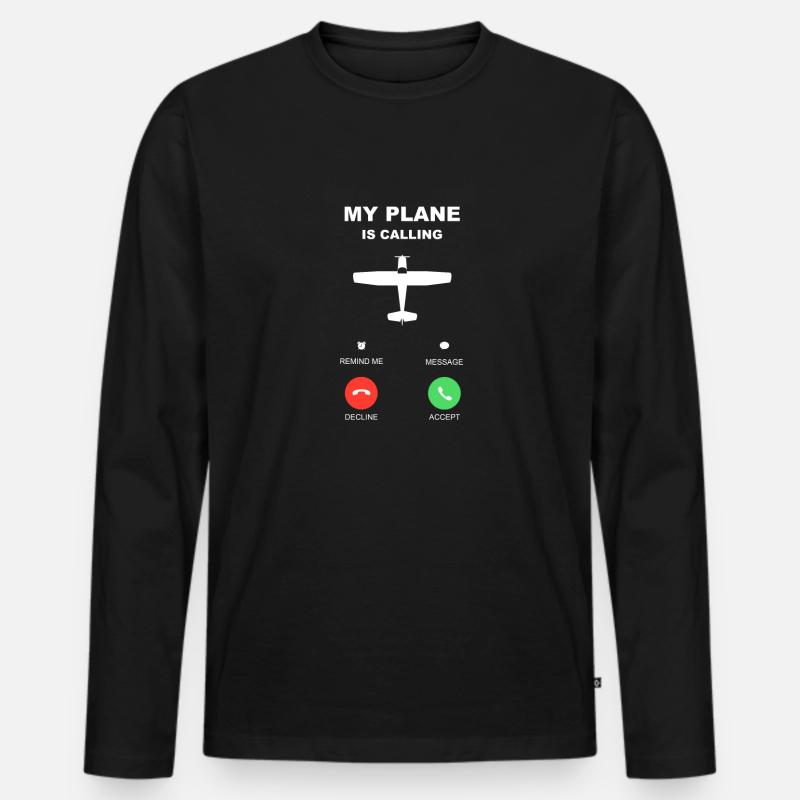 flugzeug anruf pilot fliegen - Männer Premium Bio Langarmshirt - Schwarz