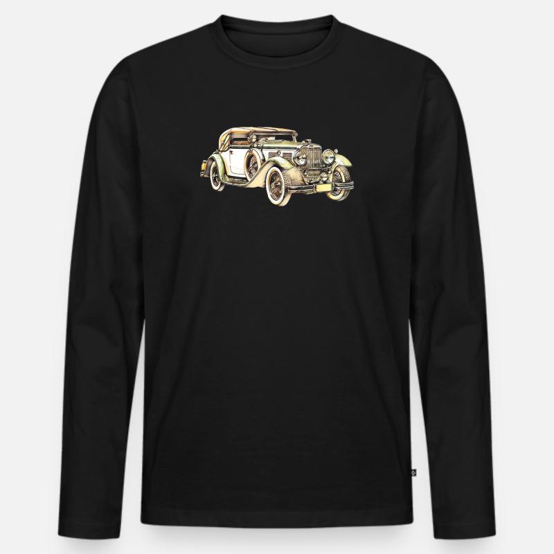 Oldtimer Auto retro - Männer Premium Bio Langarmshirt - Schwarz