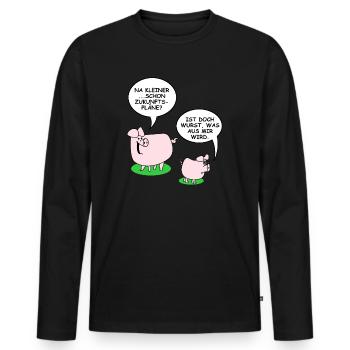 Ist Wurst | Schweine, lustige Sprüche, Fleisch - Männer Premium Bio Langarmshirt - Schwarz - Vorne - Nico (187cm)