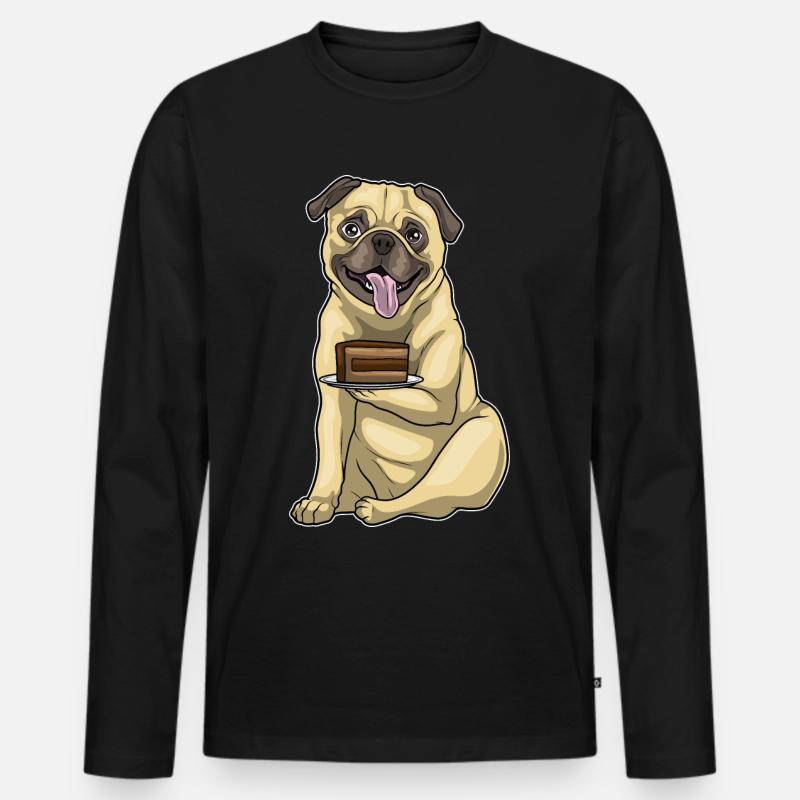 Mops Kuchen - Männer Premium Bio Langarmshirt - Schwarz