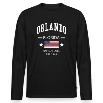 Orlando - Men's Premium Organic Long Sleeve Shirt - black - Front - Nico (187cm)