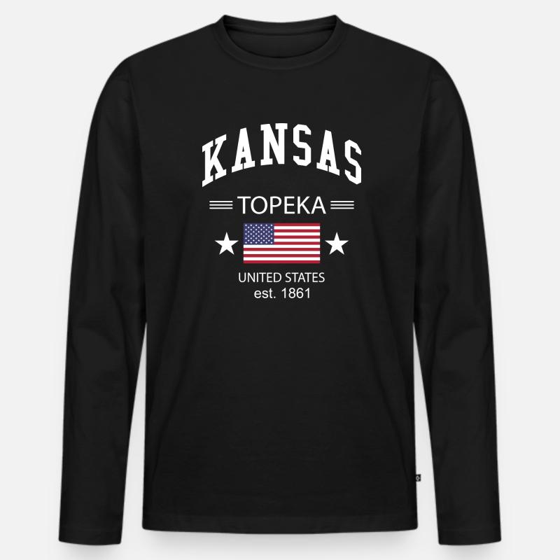 Kansas - Männer Premium Bio Langarmshirt - Schwarz