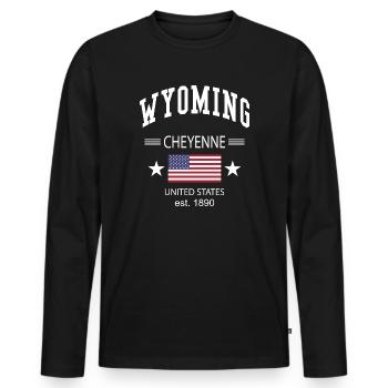 Wyoming - Men's Premium Organic Long Sleeve Shirt - black - Front - Nico (187cm)