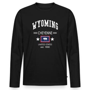 Wyoming - Men's Premium Organic Long Sleeve Shirt - black - Front - Nico (187cm)