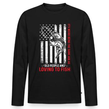 Großvater Papa Angeln Amateur Humor Alter Opa - Männer Premium Bio Langarmshirt - Schwarz - Vorne - Nico (187cm)