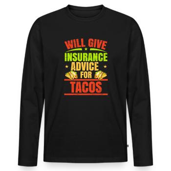 Donnera des conseils d’assurance pour le travail de tacos - T-shirt manches longues Premium bio Homme - noir - Devant - Nico (187cm)