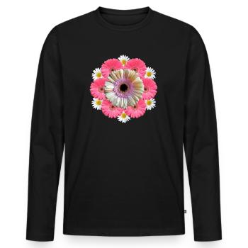 Gerbera flower marguerite floral floral pattern floral - Men's Premium Organic Long Sleeve Shirt - black - Front - Nico (187cm)