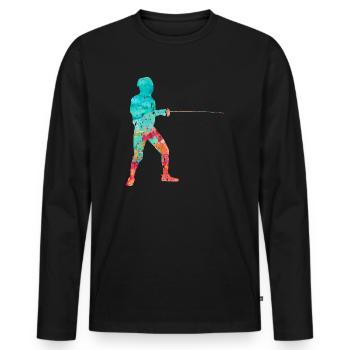 Escrime et escrime PopArt - T-shirt manches longues Premium bio Homme - noir - Devant - Nico (187cm)