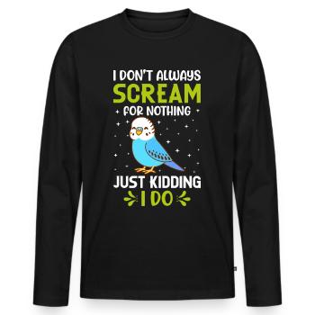 Perruche ondulée, ami à plumes, observation des oiseaux - T-shirt manches longues Premium bio Homme - noir - Devant - Nico (187cm)