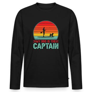 Stand Up Paddling mit Hund Sonne SUP Geschenk - Männer Premium Bio Langarmshirt - Schwarz - Vorne - Nico (187cm)