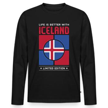 Iceland - Men's Premium Organic Long Sleeve Shirt - black - Front - Nico (187cm)