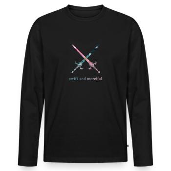 Fantasy Swords - Swift and merciful - Men's Premium Organic Long Sleeve Shirt - black - Front - Nico (187cm)
