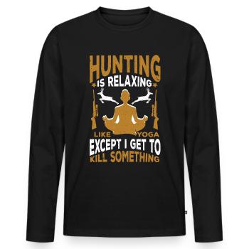 Chasse Chasse Chasseur Fusil Tir Chasse Chasse - T-shirt manches longues Premium bio Homme - noir - Devant - Nico (187cm)