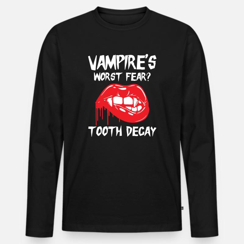 Dental Vampire Joke Dentist - Männer Premium Bio Langarmshirt - Schwarz