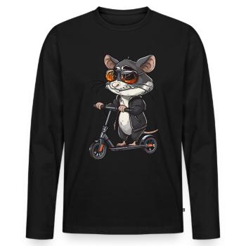 Rouleau à rats - T-shirt manches longues Premium bio Homme - noir - Devant - Nico (187cm)