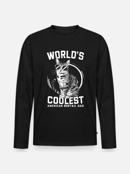 Katze American Bobtail Geschenk - Männer Premium Bio Langarmshirt - Schwarz