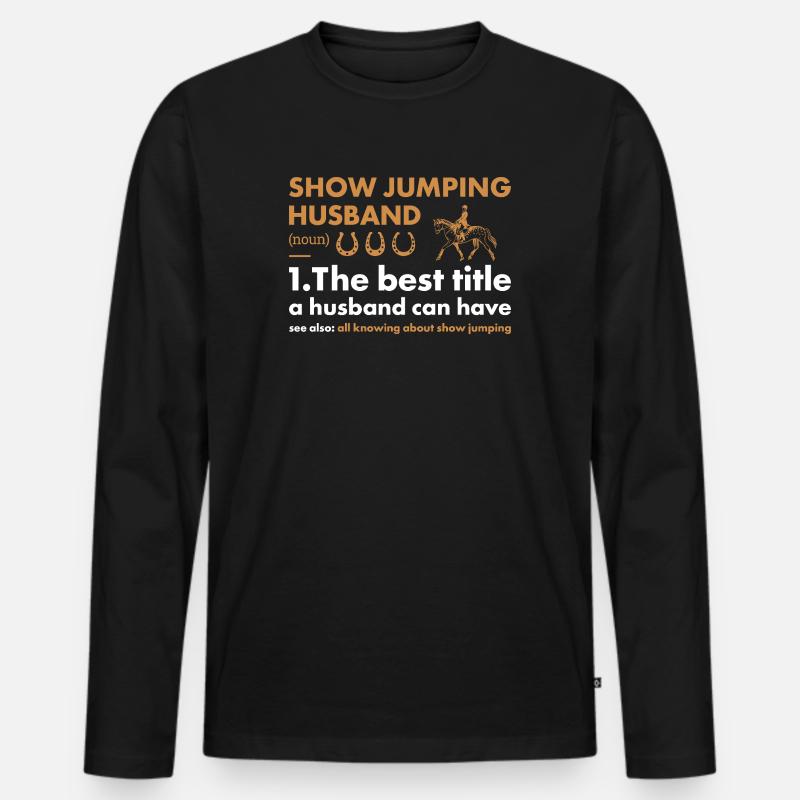 Jumper Husband Definition Show Jumping - Männer Premium Bio Langarmshirt - Schwarz