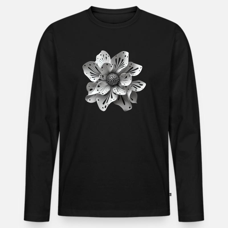 Blume Edelweiss Abstrakt - Männer Premium Bio Langarmshirt - Schwarz