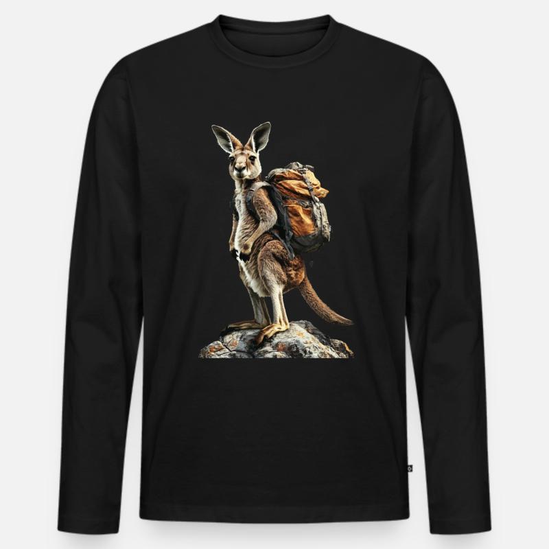 Känguru - Männer Premium Bio Langarmshirt - Schwarz