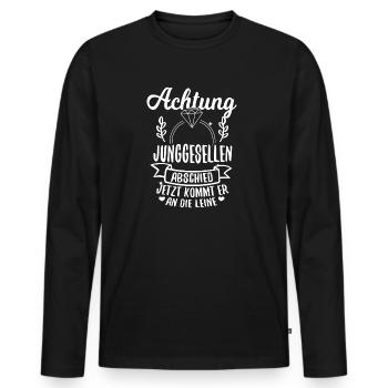 Achtung Junggesellenabschied - Männer Premium Bio Langarmshirt - Schwarz - Vorne - Nico (187cm)