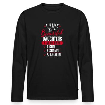 I have two beautiful Daughters -Vater Humor Lustig - T-shirt manches longues Premium bio Homme - noir - Devant - Nico (187cm)