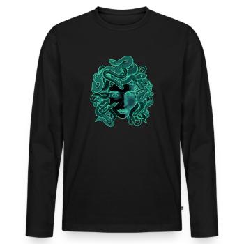 Antike griechische mythologische Medusa - Männer Premium Bio Langarmshirt - Schwarz - Vorne - Nico (187cm)