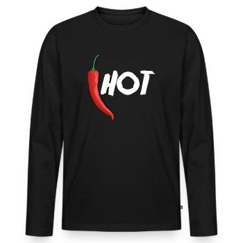 Piment chaud - T-shirt manches longues Premium bio Homme - noir - Devant - Nico (187cm)